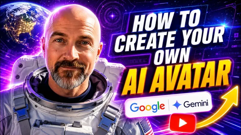 Ray Miskiewicz as an AI-generated astronaut avatar, captioned How to create your own AI avatar with Google Gemini.